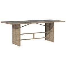 Table de jardin dessus en verre beige 190x80x74 cm