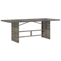 Table de jardin dessus en verre gris 190x80x74cm résine tressée