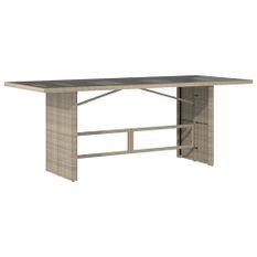 Table de jardin dessus en verre gris clair 190x80x74 cm