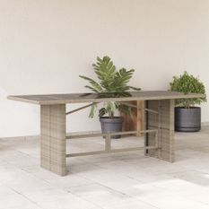 Table de jardin dessus en verre gris clair 190x80x74 cm