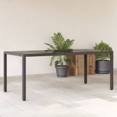 Table de jardin dessus en verre Noir 190x90x75cm Résine tressée
