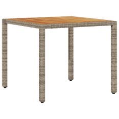 Table de jardin et dessus en bois d'acacia gris résine tressée