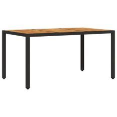 Table de jardin et dessus en bois d'acacia noir résine tressée