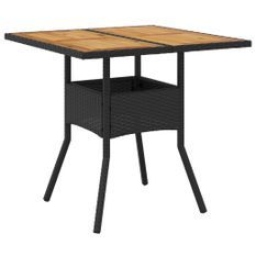 Table de jardin et dessus en bois d'acacia noir résine tressée