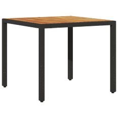 Table de jardin et dessus en bois d'acacia noir résine tressée