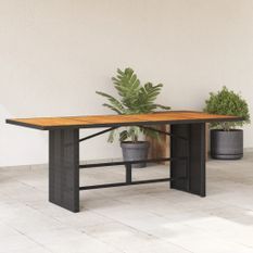 Table de jardin et dessus en bois d'acacia noir résine tressée