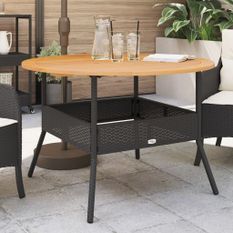 Table de jardin et dessus en bois d'acacia noir résine tressée