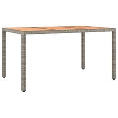 Table de jardin et dessus en bois Gris Résine tressée et acacia