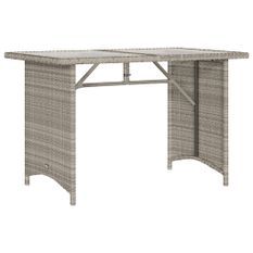 Table de jardin et dessus en verre gris clair 110x68x70cm rotin