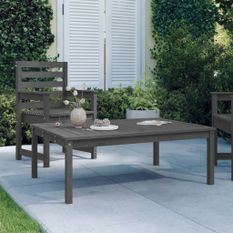 Table de jardin gris 121x82,5x45 cm bois massif de pin