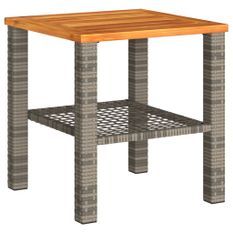 Table de jardin gris 40x40x42 cm résine tressée et bois acacia