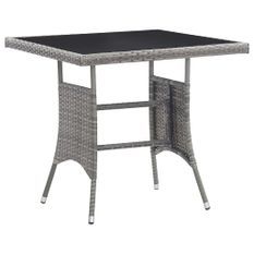 Table de jardin gris 80x80x74 cm résine tressée