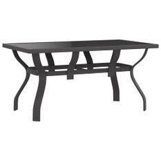 Table de jardin Gris et noir 140x70x70 cm Acier et verre