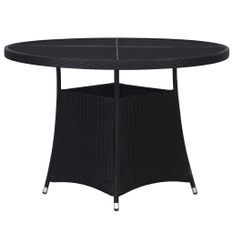 Table de jardin noir Ø110x74 cm résine tressée