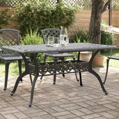 Table de jardin noir 150x90x72 cm aluminium coulé