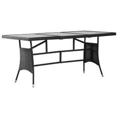 Table de jardin noir 170x80x74 cm résine tressée