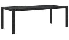 Table de jardin Noir 190x90x75 cm Verre trempé/résine tressée