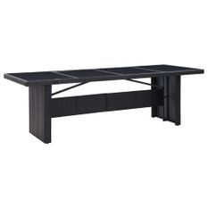 Table de jardin Noir 240x90x74 cm Résine tressée et verre