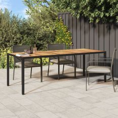 Table de jardin Noir 250x100x75 cm Résine tressée