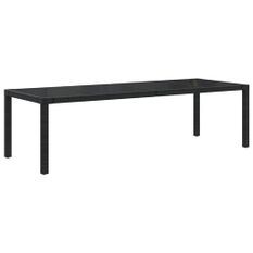 Table de jardin Noir 250x100x75 cm Verre trempé et poly rotin 2