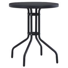 Table de jardin Noir 60 cm Acier et verre 2