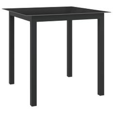 Table de jardin Noir 80x80x74 cm Aluminium et verre