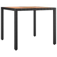 Table de jardin plateau en bois Noir Résine tressée bois massif