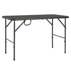 Table de jardin pliable polyéthylène blanc et pieds métal Nesly 2