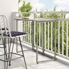 Table de jardin pliante gris 90 x 51 x 75 cm polyrotin