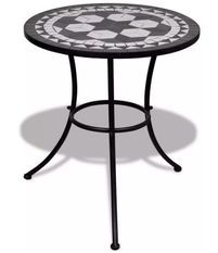 Table de jardin ronde céramique et métal noir Keani