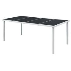 Table de jardin verre noir et pieds métal gris Keera 190 cm