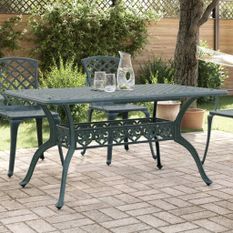 Table de jardin vert 150x90x72 cm aluminium coulé