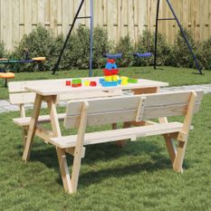 Table de pique-nique pour 4 enfants avec trou de parasol sapin