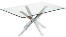 Table de repas design verre et pieds métal chromé Lido L 180 cm