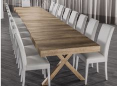 Table de repas extensible bois naturel 18 places jusqu'a 500 cm Kopar