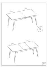 Table de salle à manger matt cm 120x80x75 (ouverte 155x80x75)