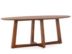 Table de salle à manger ovale placage chêne LUVIO 200 cm