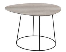 Table de salon ovale bois métal naturel Smaly L 69 cm