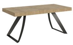 Table design 160 cm chêne clair et pieds métal incurvés anthracite Volta