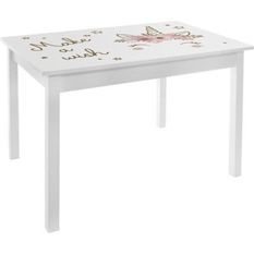 Table enfant - Bois blanc et rose - L 77 x P 55 x H 48 cm