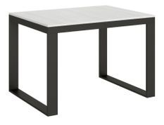 Table extensible 120 à 224 cm blanche et métal anthracite Likro
