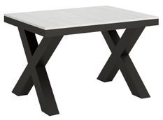 Table extensible 4 à 10 places L 120 à 224 cm blanc et cadre métal gris foncé Tsara