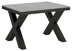 Table extensible 4 à 10 places L 120 à 224 cm gris béton et cadre métal gris foncé Tsara