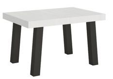 Table extensible 4 à 10 places L 130 à 234 cm blanc et pieds métal anthracite Bidy