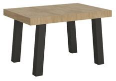 Table extensible 4 à 10 places L 130 à 234 cm bois clair et pieds métal anthracite Bidy