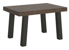 Table extensible 4 à 10 places L 130 à 234 cm bois foncé et pieds métal anthracite Bidy