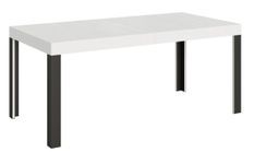 Table extensible 4 à 10 places L 130 à 234 cm effet marbre blanc et pieds métal gris foncé Liva