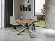 Table extensible 4 à 18 personnes chêne naturel et pieds entrelacés 4 couleurs L 130 à 390 cm Artemis