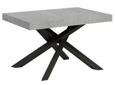 Table extensible 4 à 18 personnes gris effet béton et pieds entrelacés anthracite L 130 à 390 cm Artemis