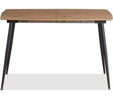 Table extensible 4 à 6 personnes bois clair et pieds métal noir 120 à 160 cm Norde